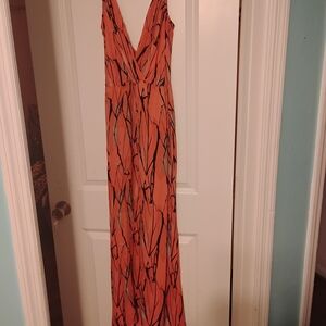 Karina Grimaldi Vibrant Orange and Black Maxi Dress Size Medium